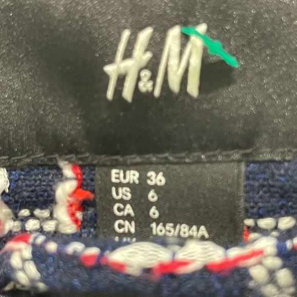 HM Blazer Jacket Size M Red White Blue Full Zip Tweed Academia Modest - Picture 5 of 7